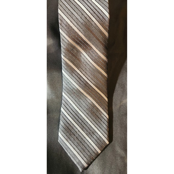 Saks Fifth Avenue Other - Saks Fifth Avenue 100% Silk Tie Black and Silver Diagonal Stripes Made In Italy